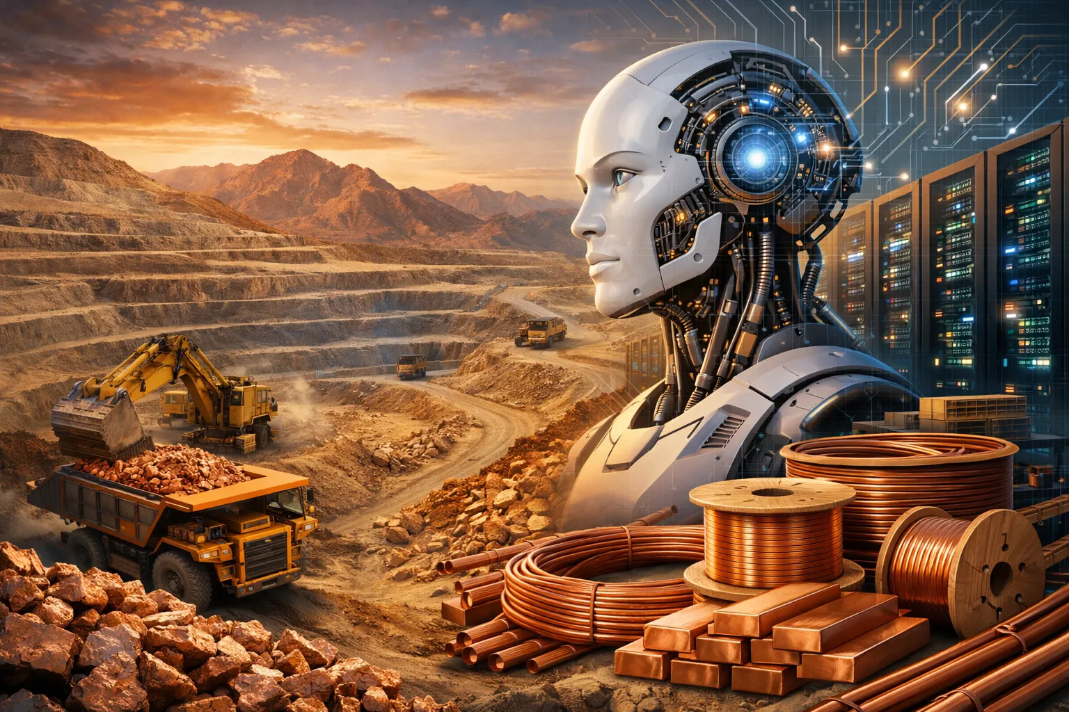Copper ore mining operations in Arizona supporting the AI technology supply chain.